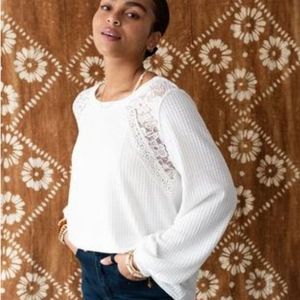 Three Bird Nest Dallas Waffle Knit blouse Medium